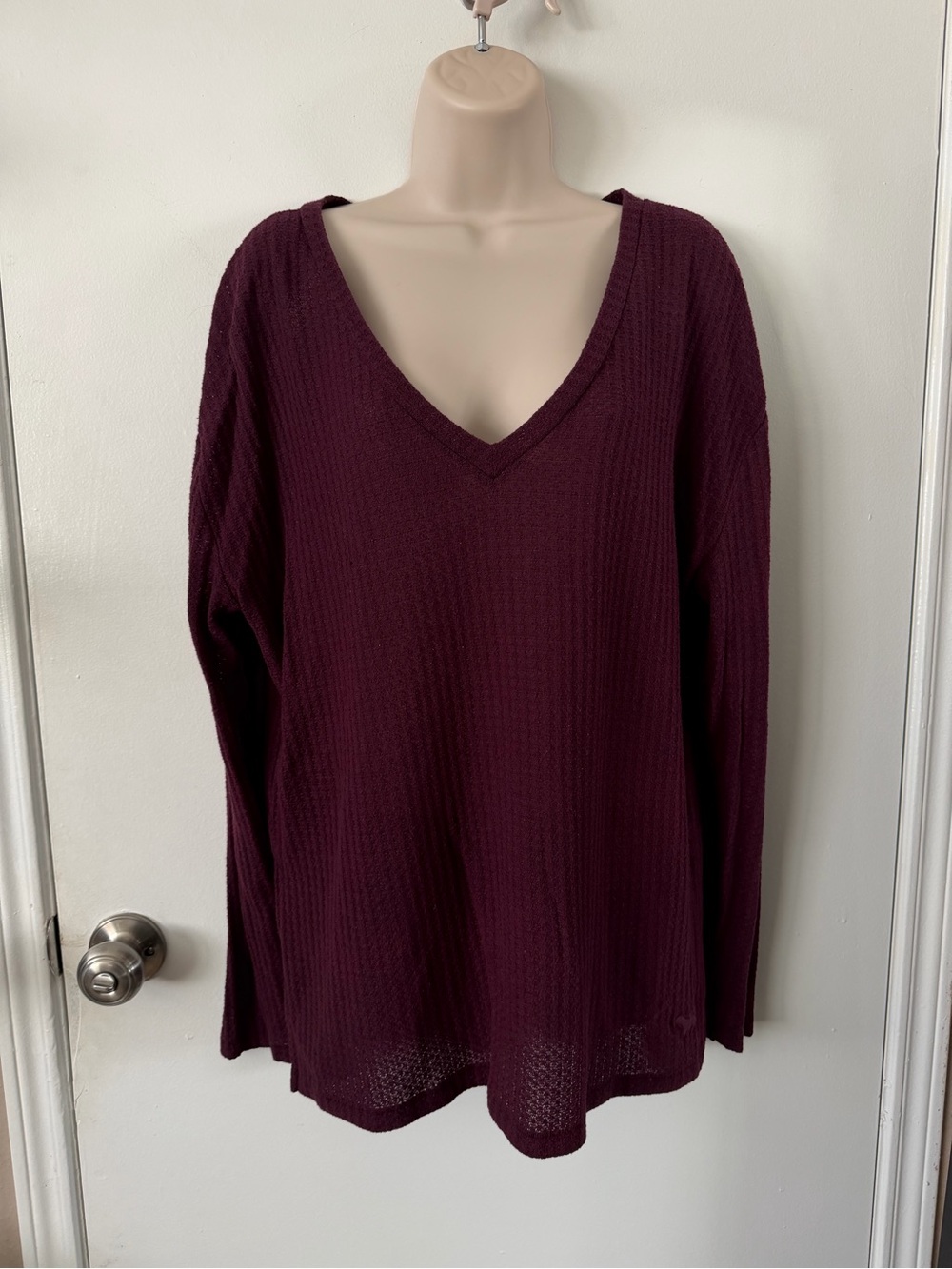 Victoria’s Secret PINK Waffle Knit Sweater - Deep Burgundy - M